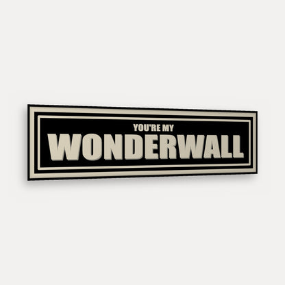 You're My Wonderwall panoramic print in a matt black frame, angled view