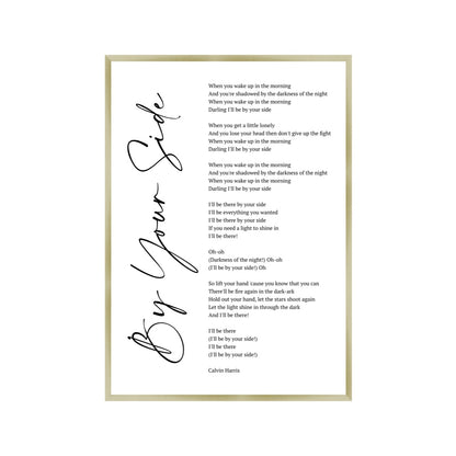 Personalized Song Lyrics Script Print in a champagne gold frame