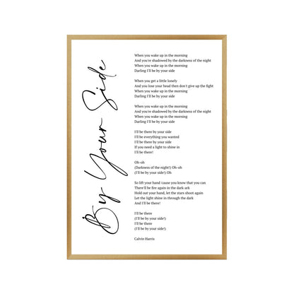 Personalized Song Lyrics Script Print in a brushed copper frame