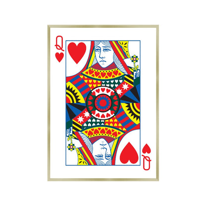 Queen Of Hearts Print in a champagne gold frame