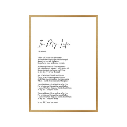 Personalized Song Lyrics Print in a brushed copper frame