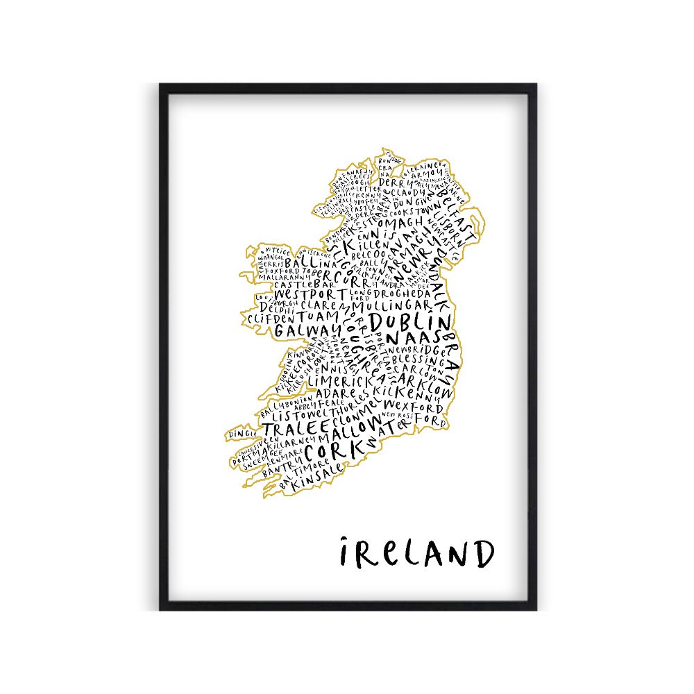 Ireland Typography Map Print