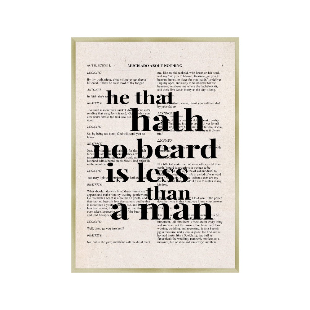 Shakespeare He That Hath No Beard Is Less Than A Man Quote Book Print