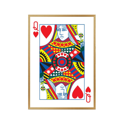 Queen Of Hearts Print in a brushed copper frame