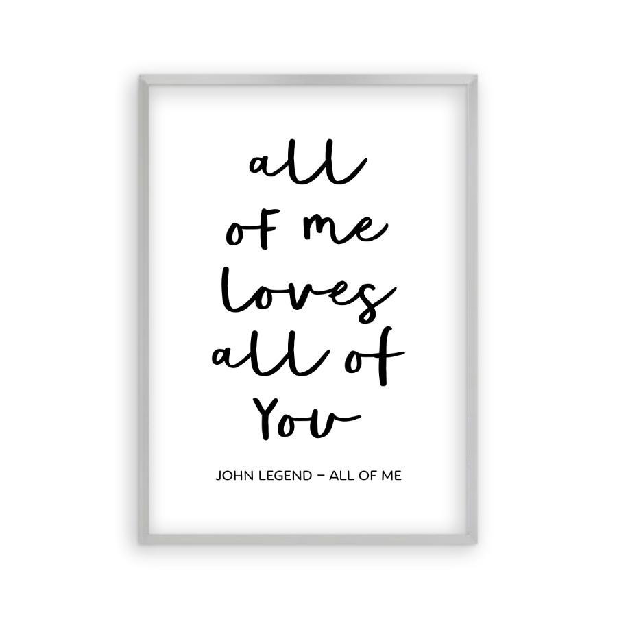 All Of Me Loves All Of You Lyrics Print - Blim & Blum