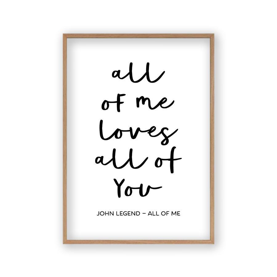 All Of Me Loves All Of You Lyrics Print - Blim & Blum