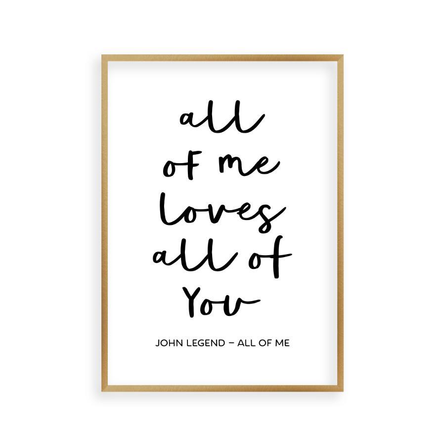 John Legend All Of Me LYRICS print. With your PERSONALISED - Portugal