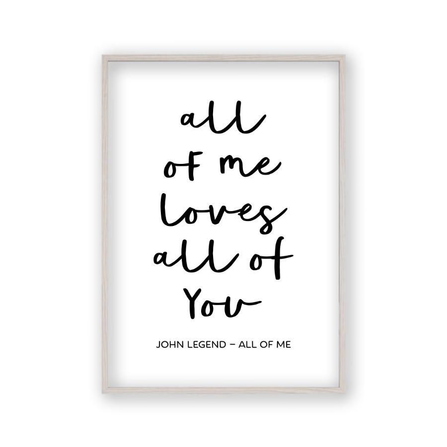 All Of Me Loves All Of You Lyrics Print - Blim & Blum