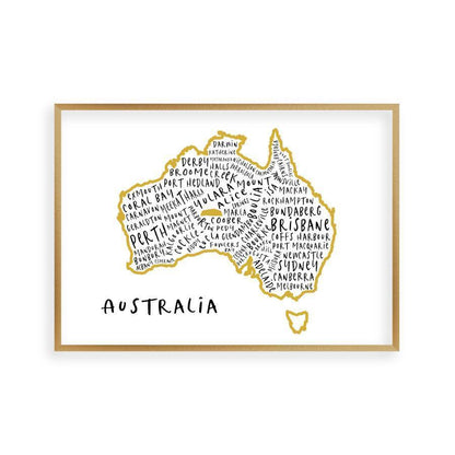 Australia Typography Map Print - Blim & Blum