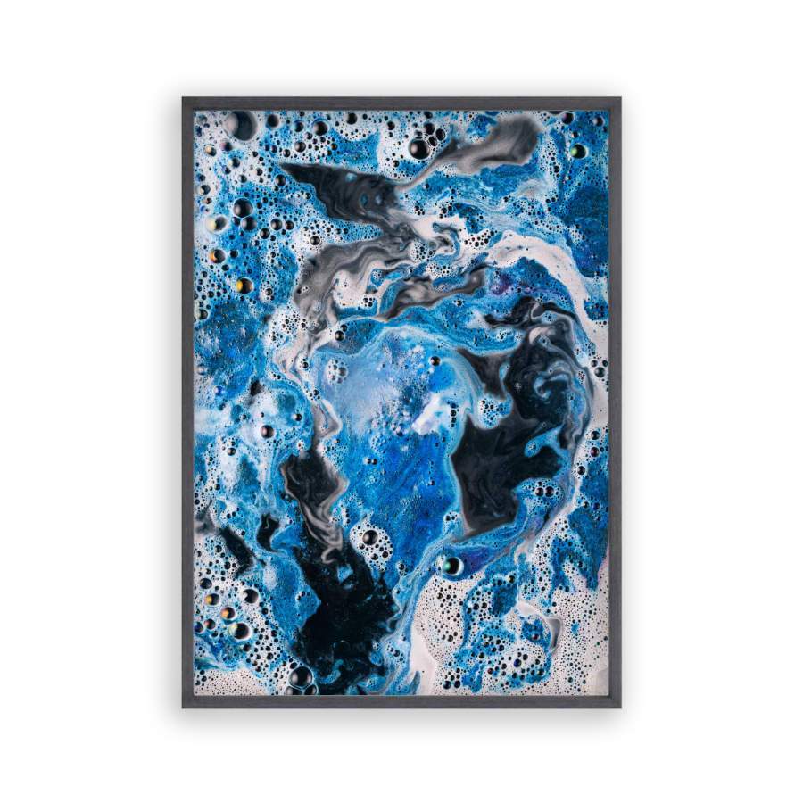 Blue White Paint Swirls Print - Blim & Blum