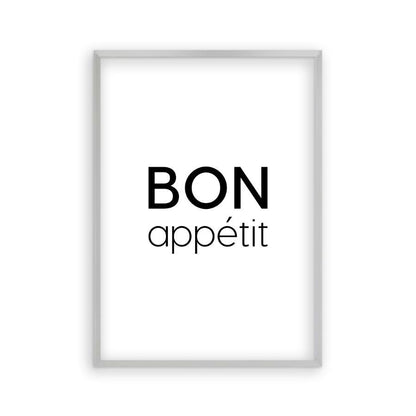 Bon Appetit Print in a matt silver frame