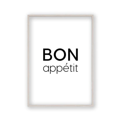 Bon Appetit Print in a white oak frame