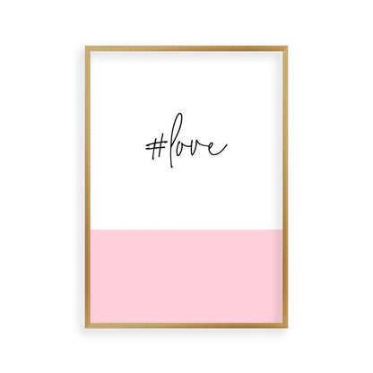 Hashtag Love Print in a brushed copper frame