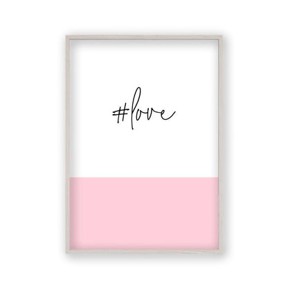 Hashtag Love Print in a white oak frame