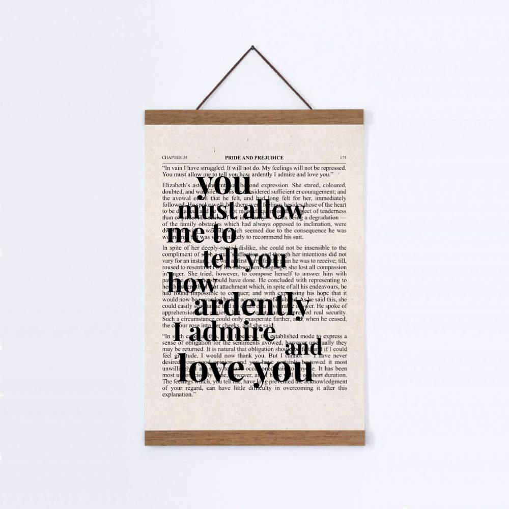 Pride And Prejudice How Ardently I Admire And Love You Quote Book Print - Blim & Blum