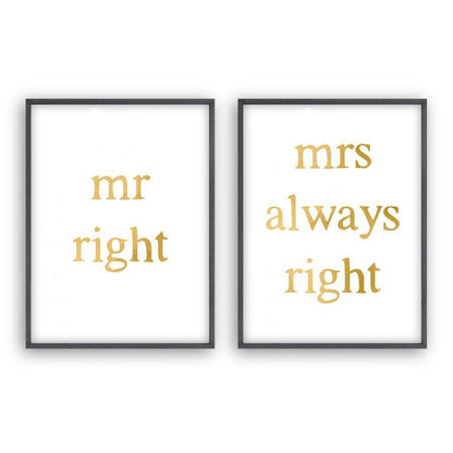 Mr Right Mrs Always Right - Set Of 2 Prints - Blim & Blum