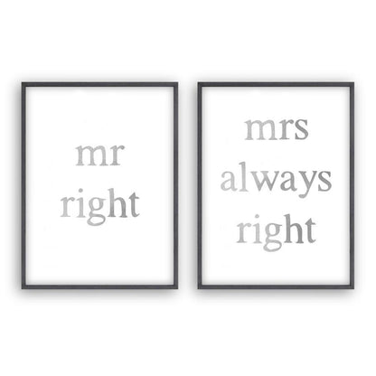 Mr Right Mrs Always Right - Set Of 2 Prints - Blim & Blum