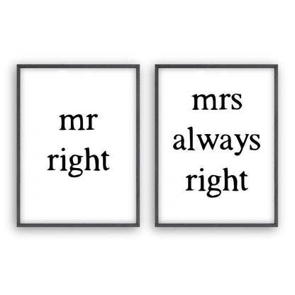 Mr Right Mrs Always Right - Set Of 2 Prints - Blim & Blum