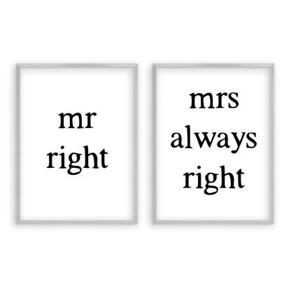 Mr Right Mrs Always Right - Set Of 2 Prints - Blim & Blum