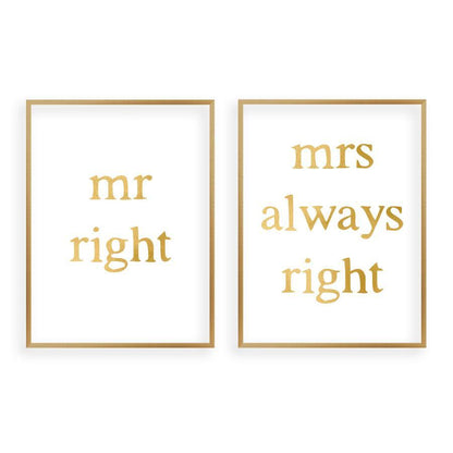Mr Right Mrs Always Right - Set Of 2 Prints - Blim & Blum