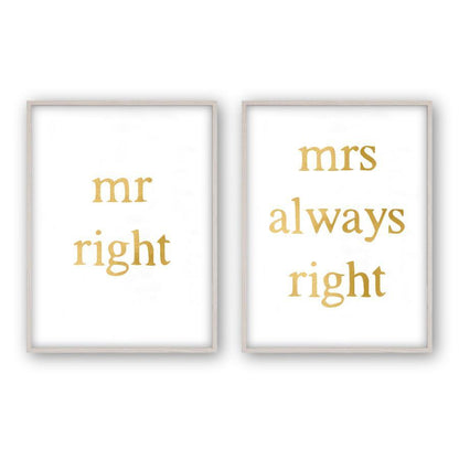 Mr Right Mrs Always Right - Set Of 2 Prints - Blim & Blum