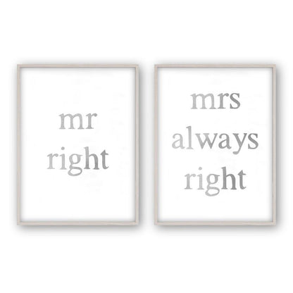 Mr Right Mrs Always Right - Set Of 2 Prints - Blim & Blum