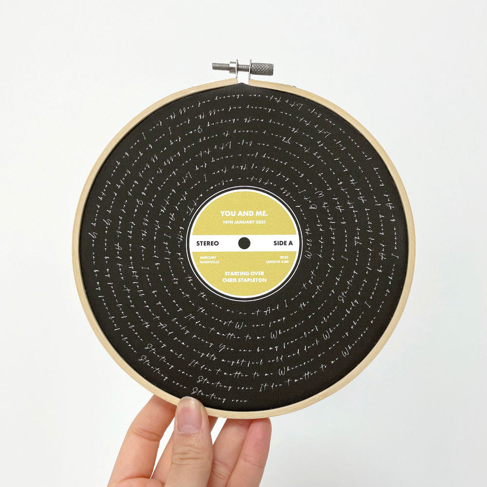 Personalized Song Lyrics Vinyl Record Cotton Canvas Circular Frame