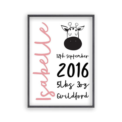 Personalized New Baby Birth Name Animal Print - Blim & Blum