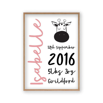 Personalized New Baby Birth Name Animal Print - Blim & Blum