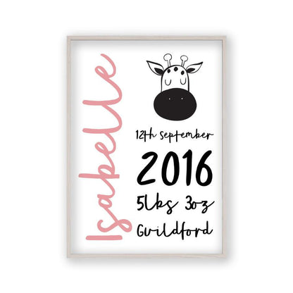 Personalized New Baby Birth Name Animal Print - Blim & Blum