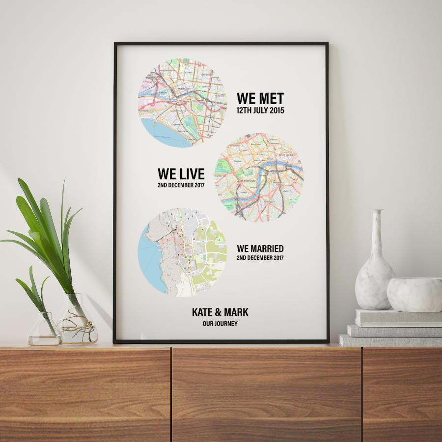 Personalized Couple Location Maps Print