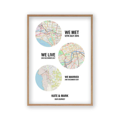 Personalized Couple Location Maps Print