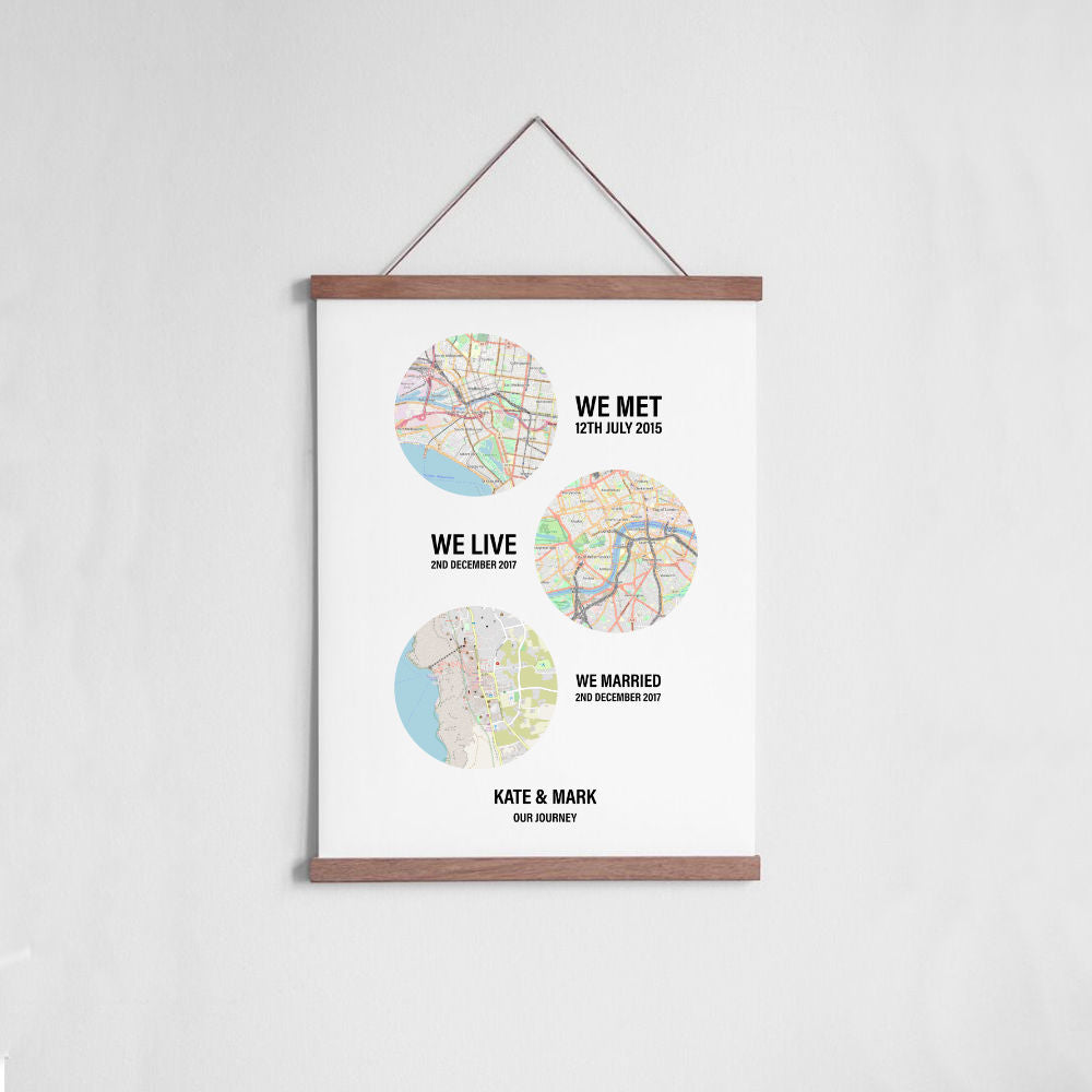 Personalized Couple Location Maps Print