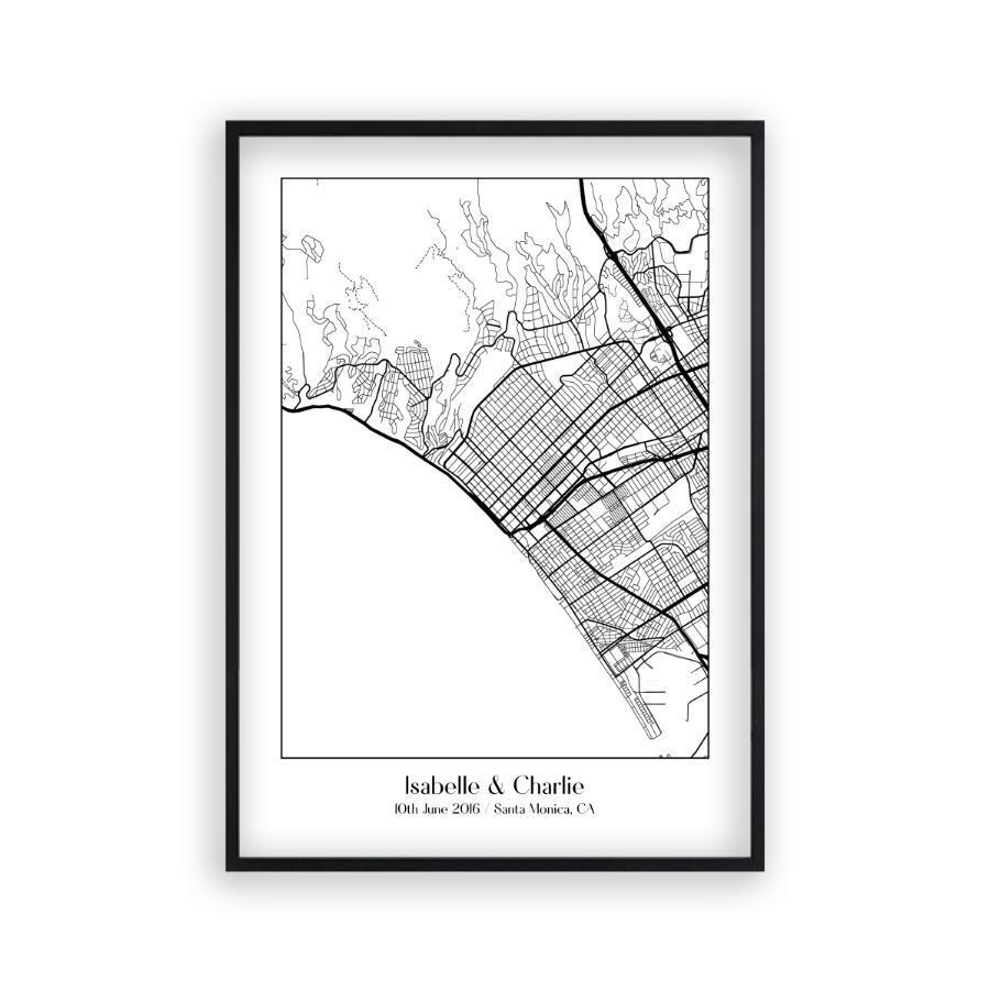 Personalized Favourite Location Couple Map B&W Print - Blim & Blum
