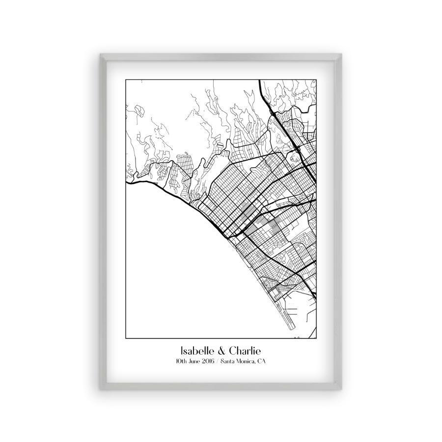 Local Map B&w Personalized Favourite Location Couple Map B&W Print – Blim & Blum