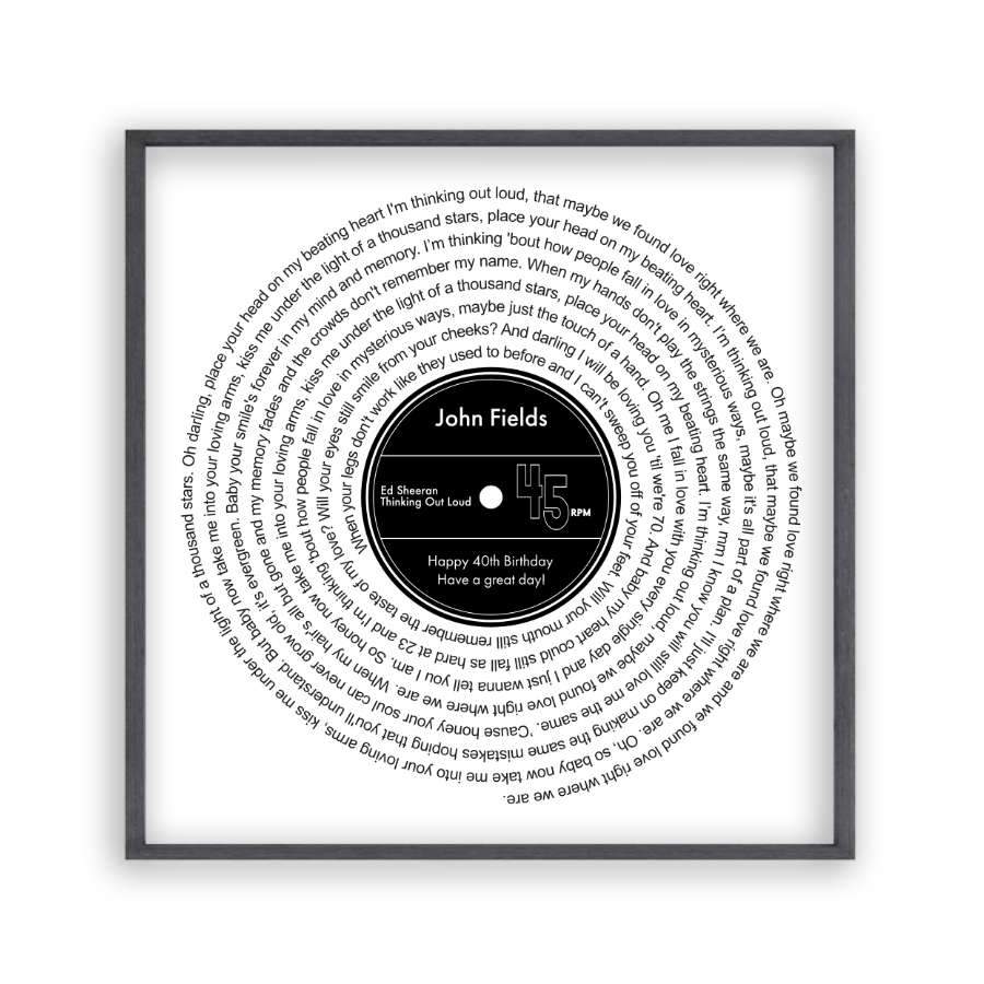 Personalized Favorite Song Lyrics Vinyl Record Print - Blim & Blum