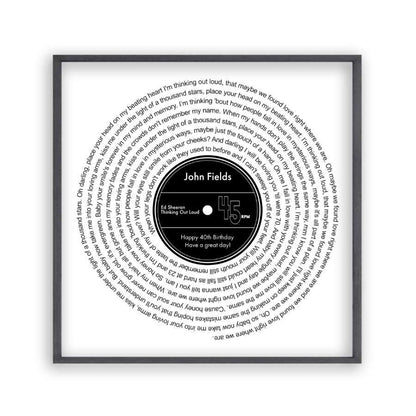 Personalized Favorite Song Lyrics Vinyl Record Print - Blim & Blum