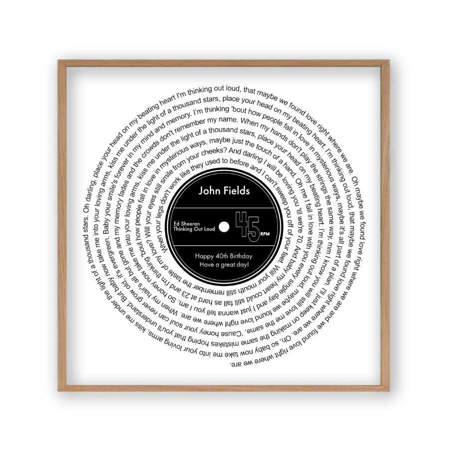 Personalized Favorite Song Lyrics Vinyl Record Print - Blim & Blum