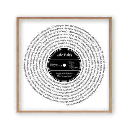 Personalized Favorite Song Lyrics Vinyl Record Print - Blim & Blum