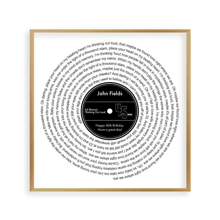 Personalized Favorite Song Lyrics Vinyl Record Print - Blim & Blum