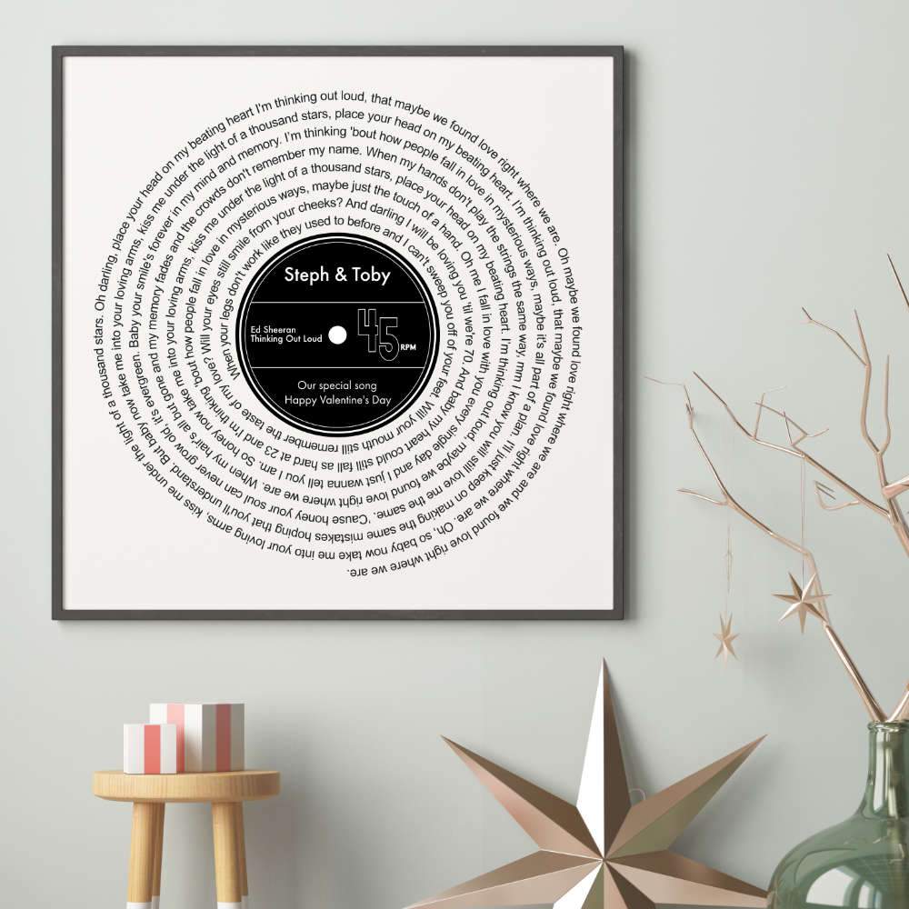 Personalized Favorite Song Lyrics Vinyl Record Print - Blim & Blum