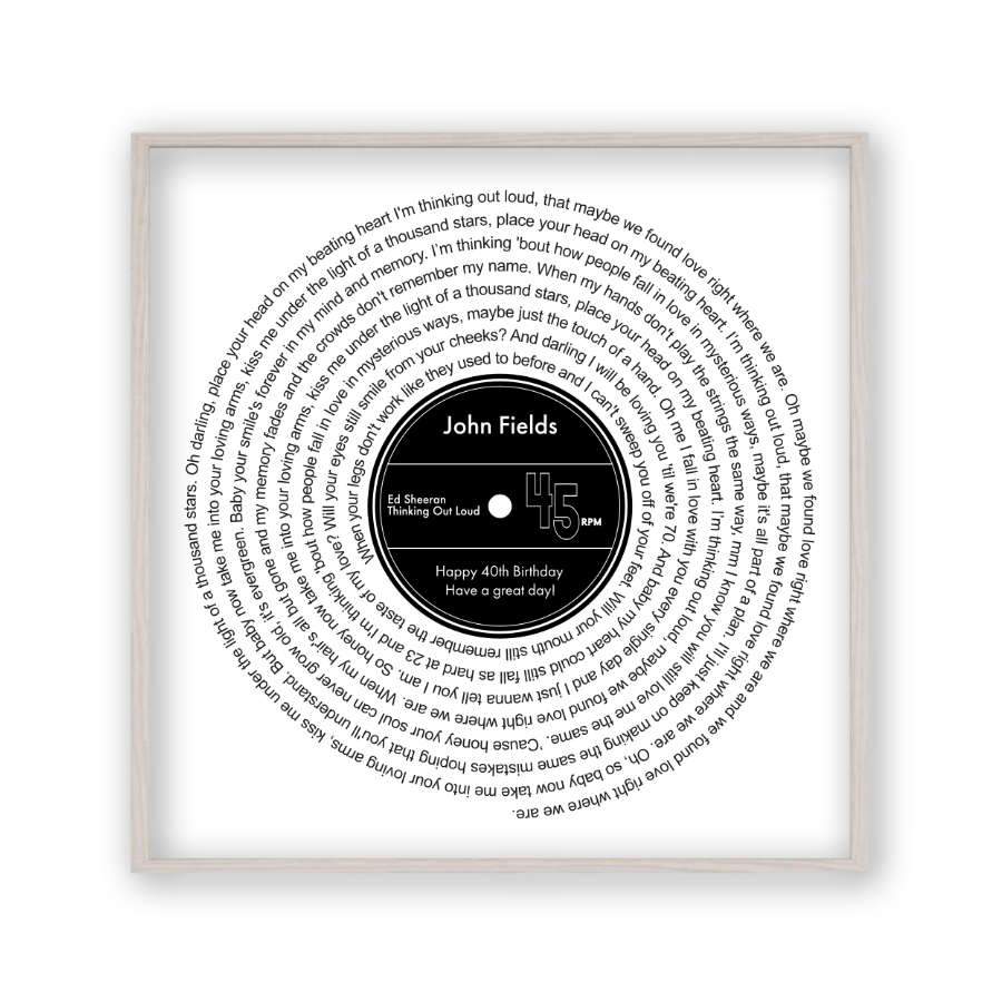 Personalized Song Lyrics Vinyl Record Print | Birthday