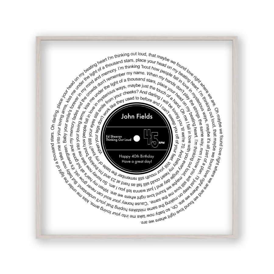 Personalised Foil Printed Favourite Song Lyrics Print Gift