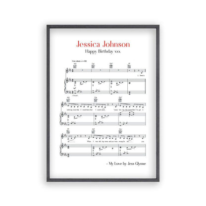 Personalized Favourite Song Music Sheet Notes Print - Blim & Blum