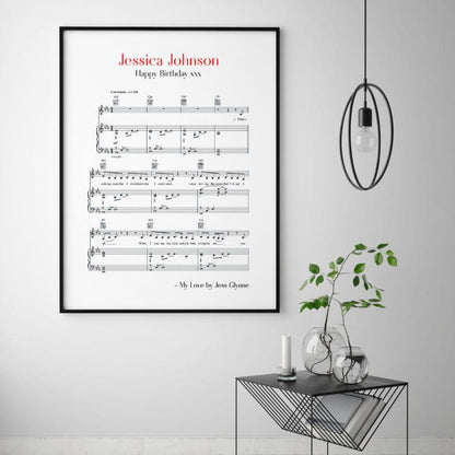 Personalized Favourite Song Music Sheet Notes Print - Blim & Blum