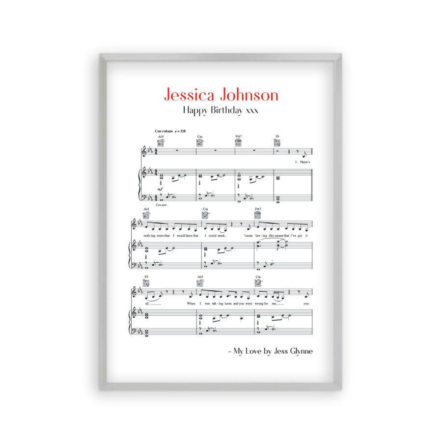Personalized Favourite Song Music Sheet Notes Print - Blim & Blum