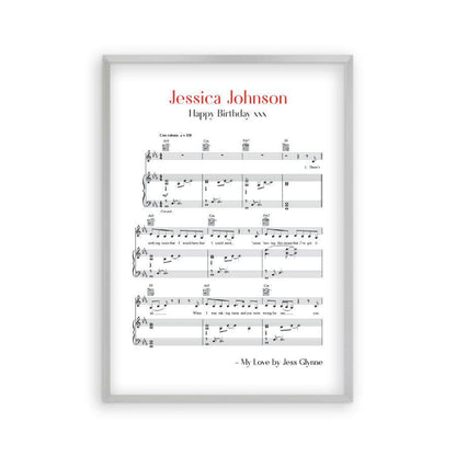 Personalized Favourite Song Music Sheet Notes Print - Blim & Blum