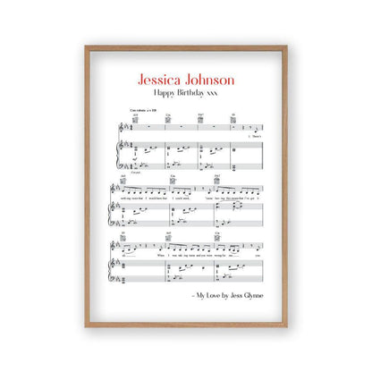 Personalized Favourite Song Music Sheet Notes Print - Blim & Blum