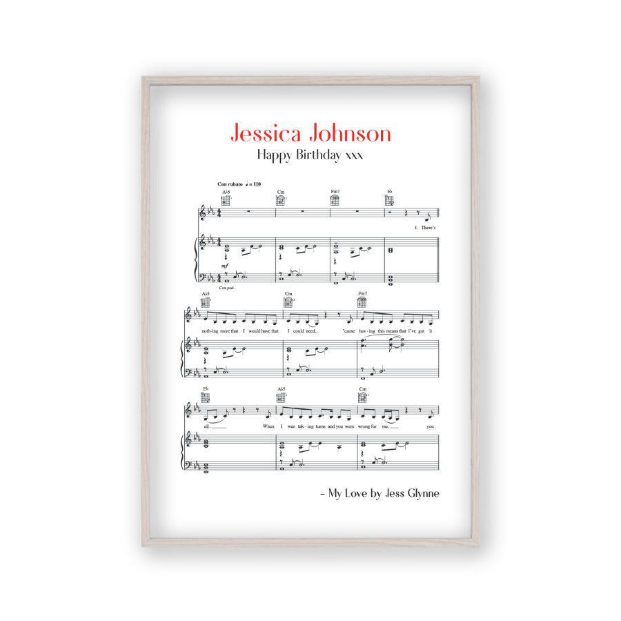 Personalized Favourite Song Music Sheet Notes Print - Blim & Blum
