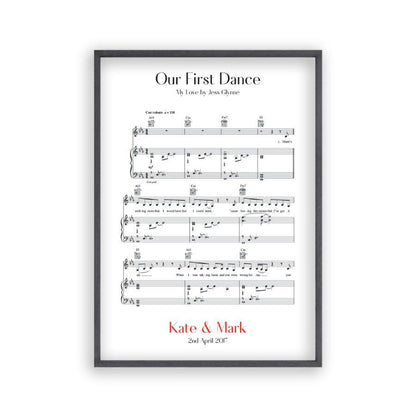 Personalized First Dance Wedding Music Sheet Notes Print - Blim & Blum